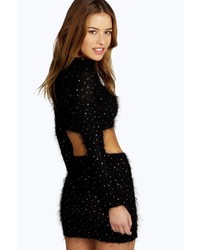 Boohoo Petite Louise Fluffy Sequin Knitted Skirt Co Ord