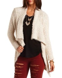 Charlotte Russe Fuzzy Popcorn Knit Cascade Cardigan Sweater