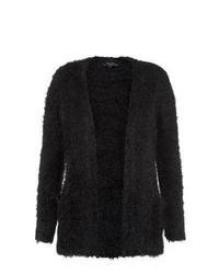 New Look Petite Black Open Front Fluffy Cardigan