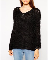 Asos Collection Slouchy Grunge Sweater With V Neck