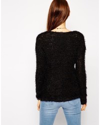 Asos Collection Slouchy Grunge Sweater With V Neck