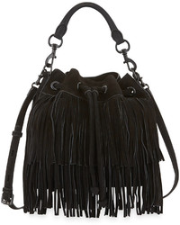 Black Fringe Bucket Bag