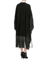 Valentino Suede Cape With Leather Fringe