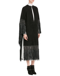 Valentino Suede Cape With Leather Fringe