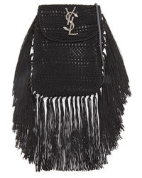 Black Fringe Crochet Crossbody Bag