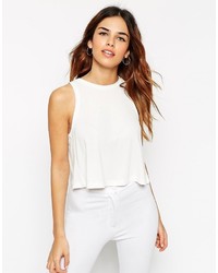Asos Petite Tank In Crepe With Fringe Back