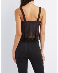 Charlotte Russe Fringed Faux Suede Crop Top