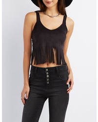 Charlotte Russe Fringed Faux Suede Crop Top