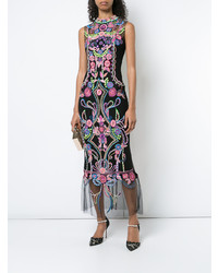 Marchesa Notte Embroidered Shift Maxi Dress