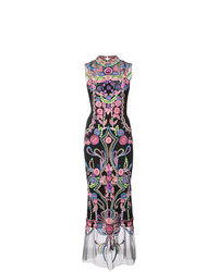 Marchesa Notte Embroidered Shift Maxi Dress