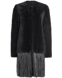 Black Fringe Fur Coat