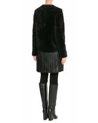 Yves Salomon Lamb Fur Coat With Leather Fringe