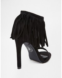 Missguided Fringed Barely There Heeled Sandals