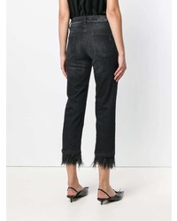 Cambio Fringed Hem Cropped Jeans