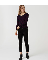 LOFT Petite Modern Frayed Flare Crop Jeans In Black