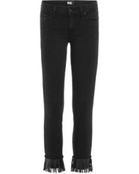 Paige Slim Jeans With Fringed Trims