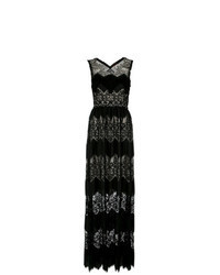 Black Fringe Lace Evening Dress