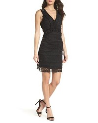 Black Fringe Lace Sheath Dress