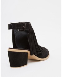 Asos Collection Result Leather Fringe Ankle Boots