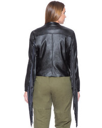 ELOQUII Plus Size Studio Faux Leather Fringe Jacket