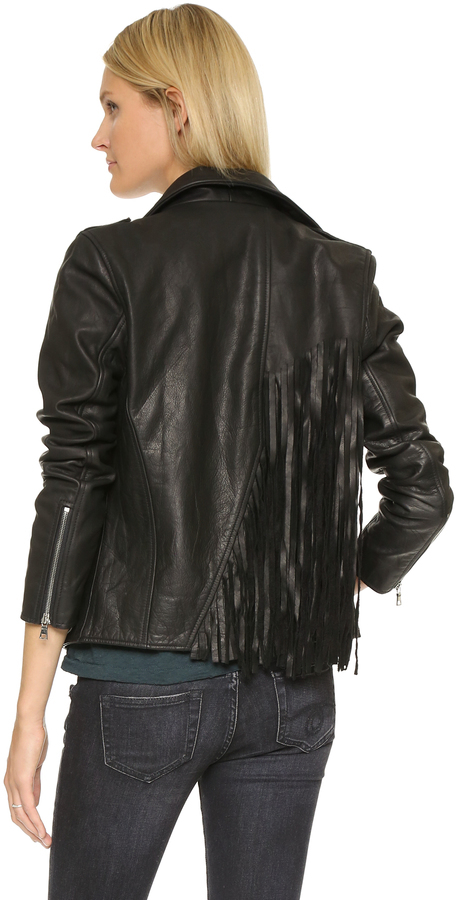 calf leather tasseled jacket