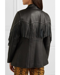 Ganni Angela Fringed Textured Leather Jacket