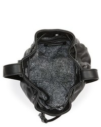Steve Madden Bsandro Fringed Faux Leather Bucket Bag Black