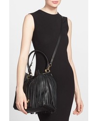 Milly Essex Fringed Leather Bucket Bag
