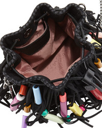 Stella McCartney Falabella Small Fringe Bead Bucket Bag Black