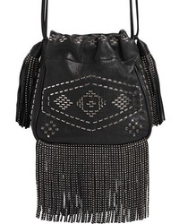 Saint Laurent Helena Studded Fringe Leather Bucket Bag