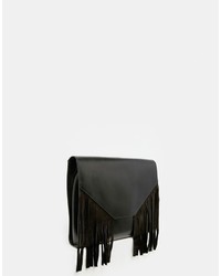 Asos Collection Leather Fringed Clutch Bag