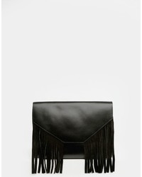 Asos Collection Leather Fringed Clutch Bag
