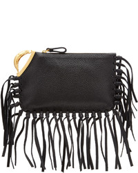Valentino Scarab Fringed Leather Clutch