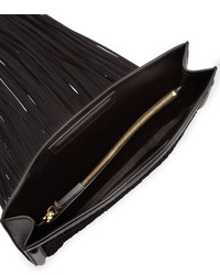 The Row Woven Wrap Clutch With Fringe Black