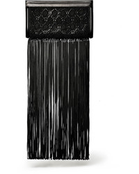 The Row Woven Wrap Clutch With Fringe Black