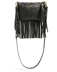 Black Fringe Leather Crossbody Bag