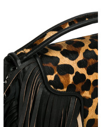Andrea Bogosian Fringed Animal Print Shoulder Bag