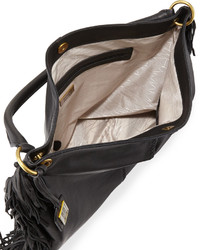 Badgley Mischka Gaia Leather Shoulder Bag Wfringe Black