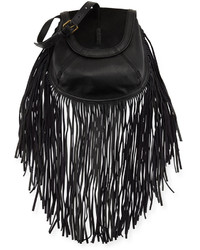 Isabella Fiore Jackson Calf Hair Fringe Crossbody Bag Black