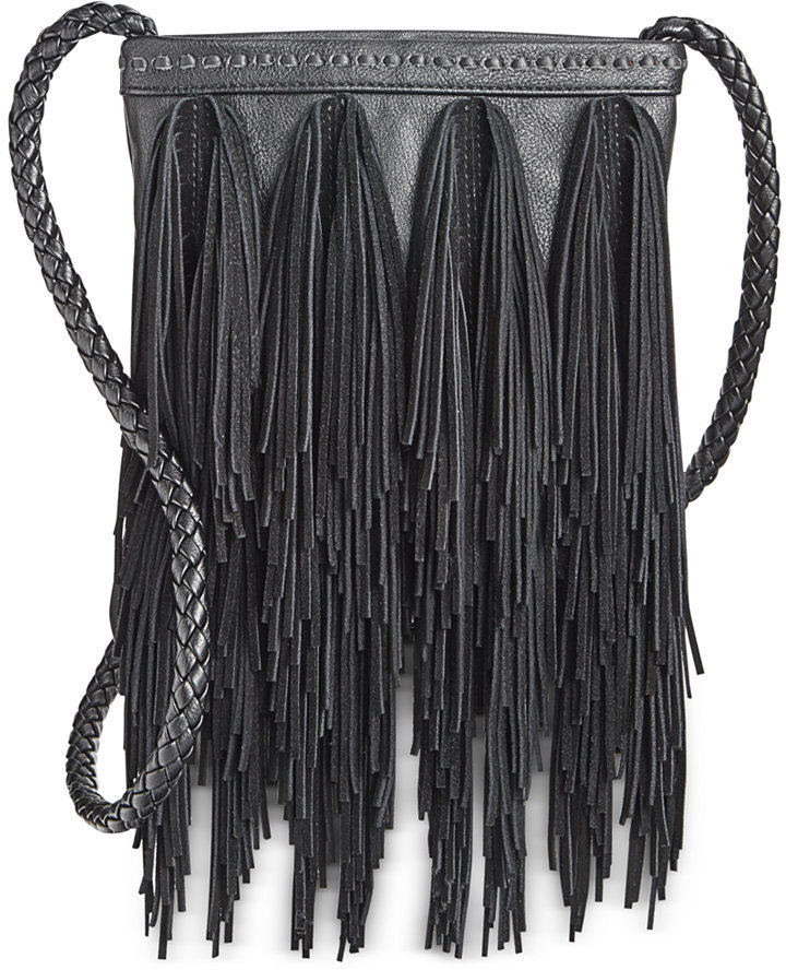 Black Fringed Leather Crossbody Clutch – maeree