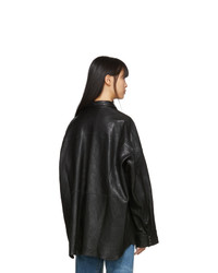 R13 Black Leather Fringe Shirt