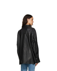 R13 Black Leather Fringed Shirt