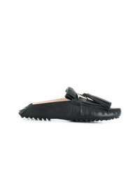 Black Fringe Leather Driving Shoes