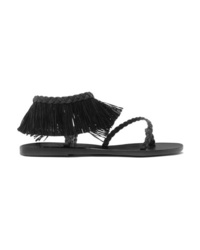 Ancient Greek Sandals Manto Fringed Raffia And Braided Leather Sandals