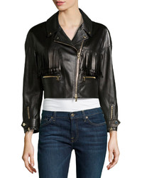 Black Fringe Leather Jacket