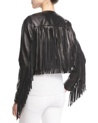 Neiman Marcus Cusp By Cropped Leather Fringe Jacket