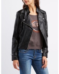 Charlotte Russe Fringed Faux Leather Moto Jacket