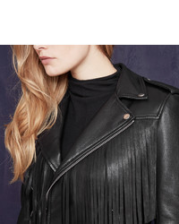 Maje Leather Fringed Blouson Jacket