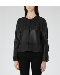 Reiss Olivia Fringed Leather Jacket