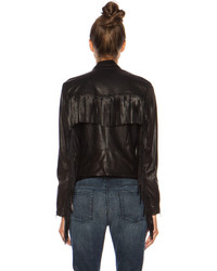 Theperfext Gina Fringe Leather Moto Jacket